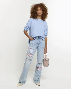River Island patch stove pipe straight jeans< Jeans