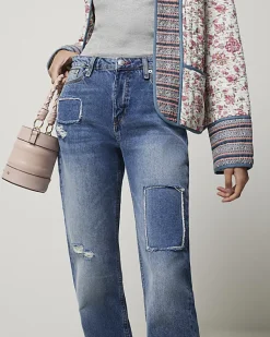 River Island patch stove pipe straight jeans< Jeans