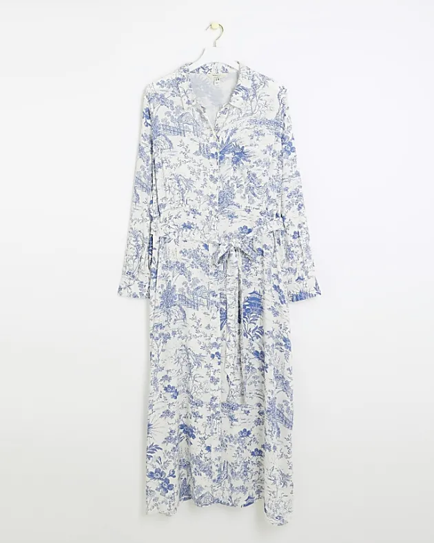 River Island printed shirt midi dress< Plus