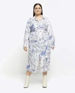 River Island printed shirt midi dress< Plus