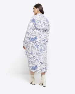 River Island printed shirt midi dress< Plus