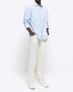 River Island regular fit striped linen blend shirt< Shirts