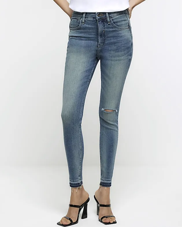 River Island ripped high waisted super skinny jeans< Jeans