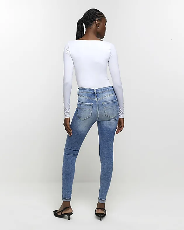 River Island ripped high waisted skinny jeans< Jeans