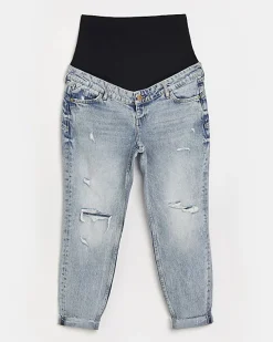 River Island ripped mid rise maternity mom jeans< Maternity