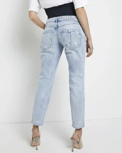 River Island ripped mid rise maternity mom jeans< Maternity
