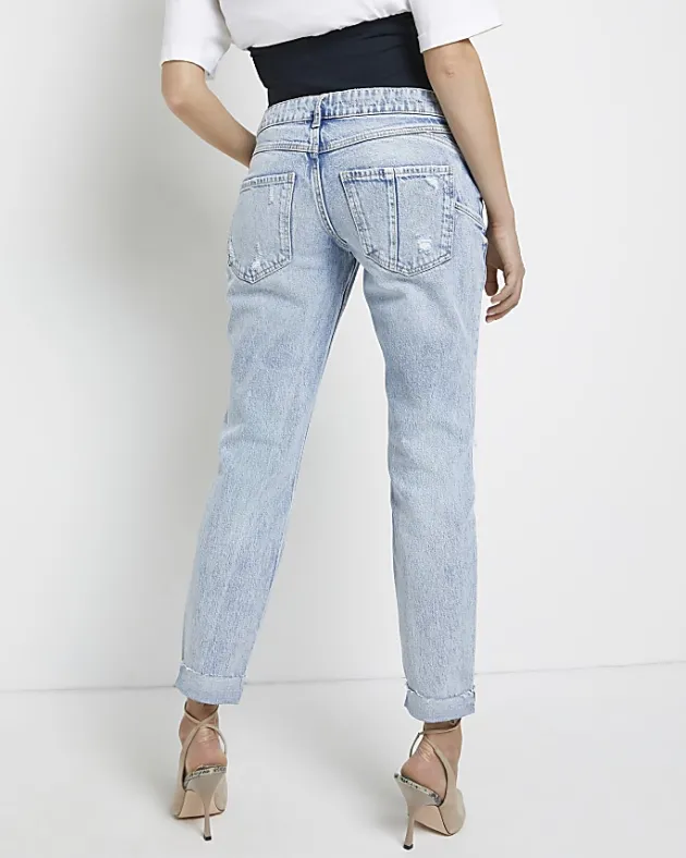 River Island ripped mid rise maternity mom jeans< Maternity