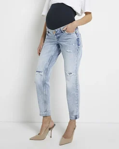 River Island ripped mid rise maternity mom jeans< Maternity