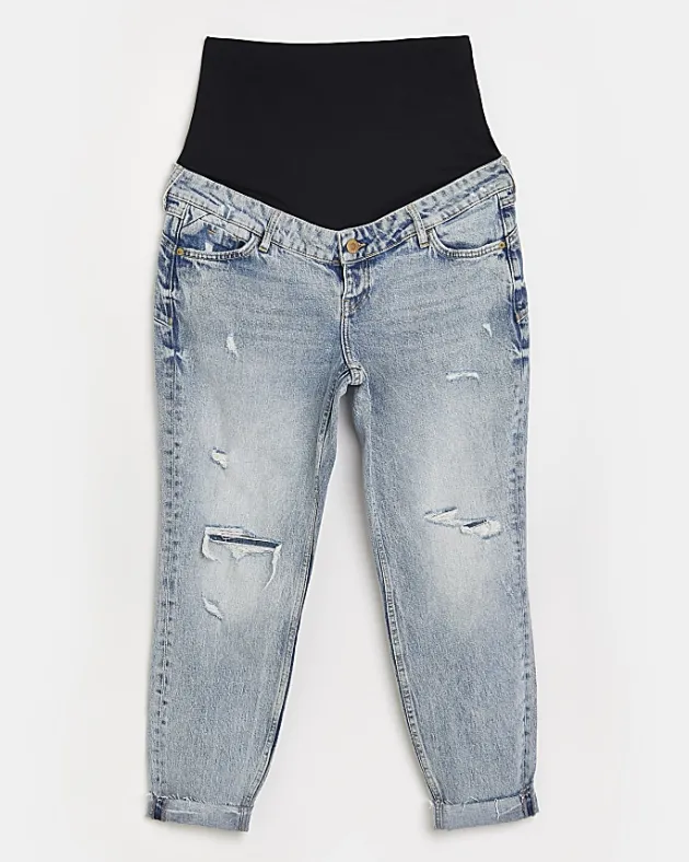 River Island ripped mid rise maternity mom jeans< Maternity