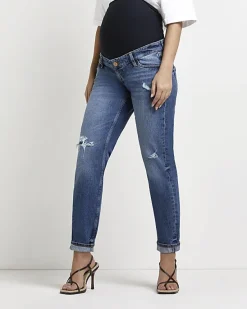River Island ripped mid rise maternity mom jeans< Maternity
