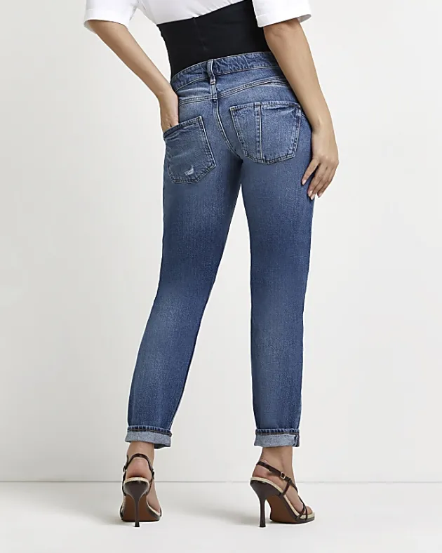 River Island ripped mid rise maternity mom jeans< Maternity