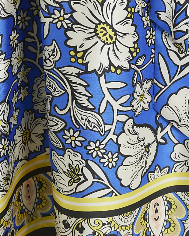 River Island satin floral belted midi shirt dress< Dresses
