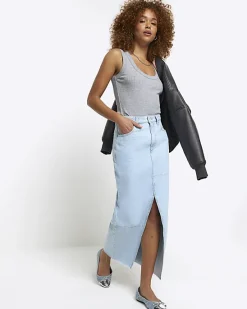 River Island seamed denim maxi skirt< Skirts