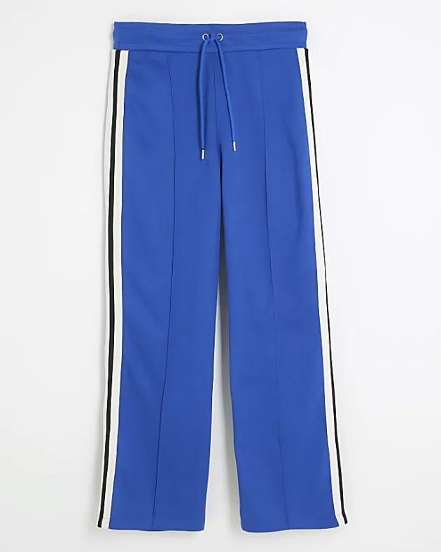 River Island side stripe wide leg joggers< Trousers