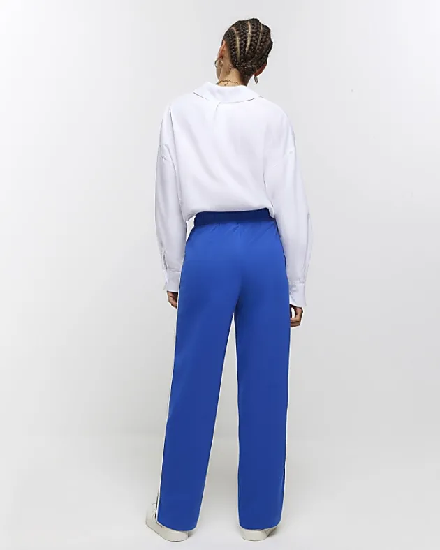 River Island side stripe wide leg joggers< Trousers