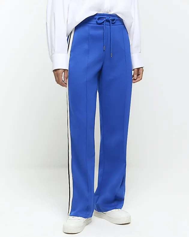River Island side stripe wide leg joggers< Trousers