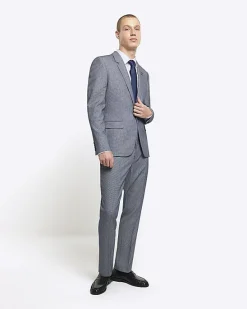 River Island skinny fit dogtooth suit jacket< Big & Tall