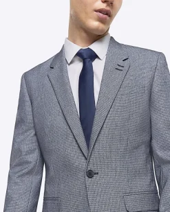 River Island skinny fit dogtooth suit jacket< Big & Tall