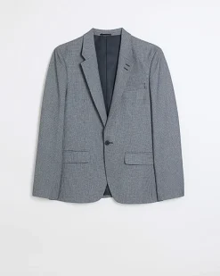 River Island skinny fit dogtooth suit jacket< Big & Tall