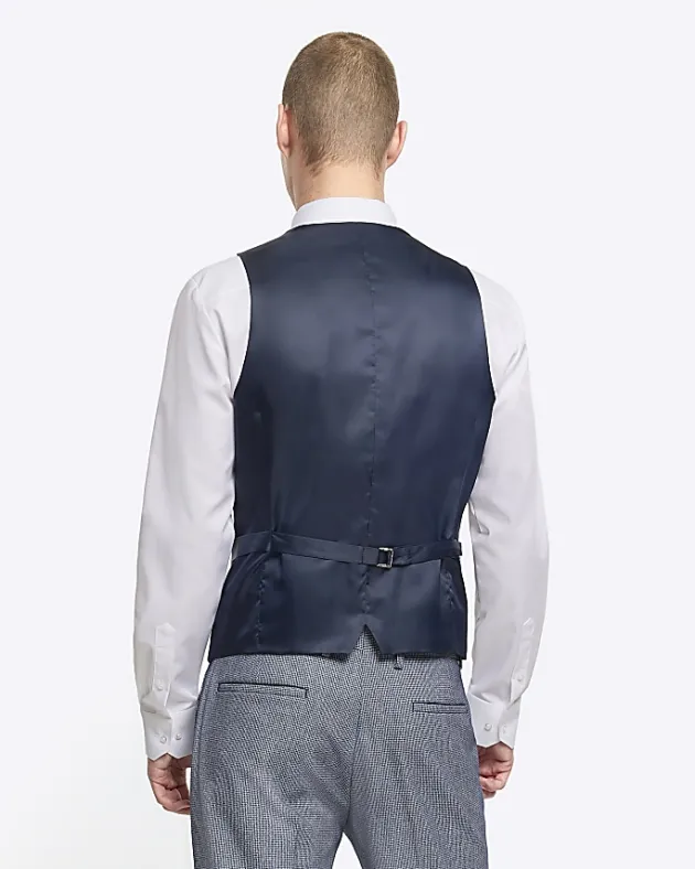 River Island skinny fit dogtooth waistcoat< Suits