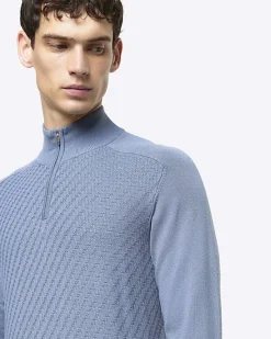 River Island slim fit diagonal stitch half zip jumper< Jumpers & Cardigans