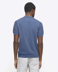 River Island slim fit textured knit t-shirt< Jumpers & Cardigans