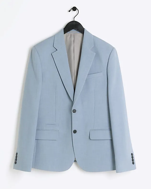 River Island slim fit textured suit jacket< Suits