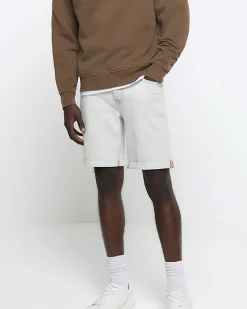River Island slim fit turned hem denim shorts< Shorts