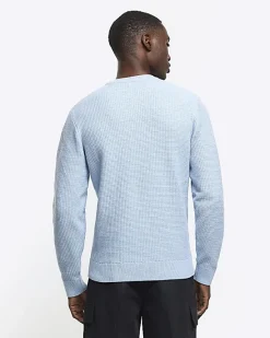 River Island slim fit waffle texture jumper< Jumpers & Cardigans