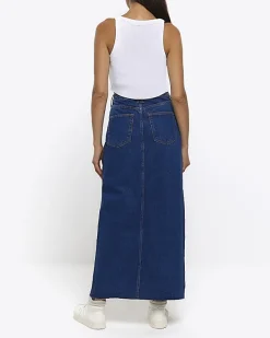 River Island split hem denim maxi skirt< Skirts