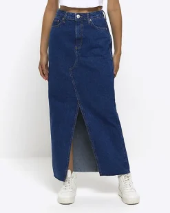 River Island split hem denim maxi skirt< Skirts