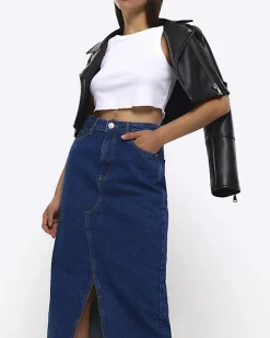 River Island split hem denim maxi skirt< Skirts