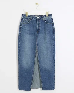 River Island split hem denim maxi skirt< Skirts