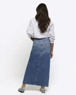 River Island split hem denim maxi skirt< Skirts