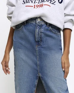 River Island split hem denim maxi skirt< Skirts
