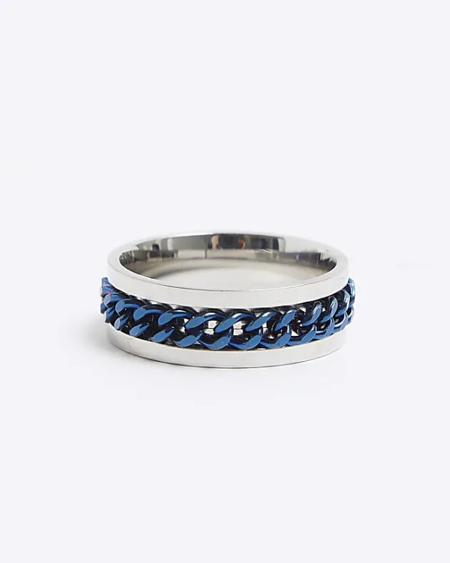River Island Stainless Steel Chain Ring< Jewellery & Watches