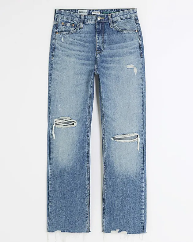 River Island stove pipe straight ripped jeans< Jeans