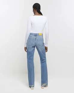 River Island stove pipe straight ripped jeans< Jeans