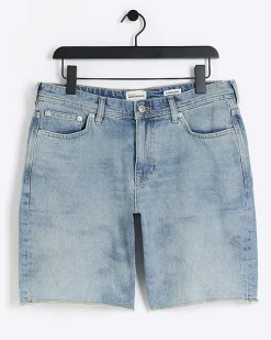 River Island straight fit raw hem denim shorts< Shorts