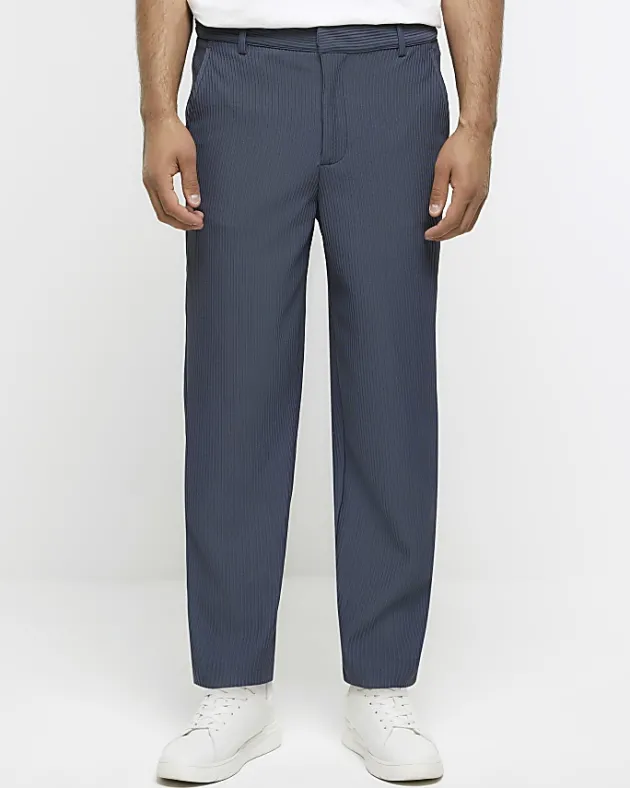 River Island tapered fit plisse smart trousers< Trousers