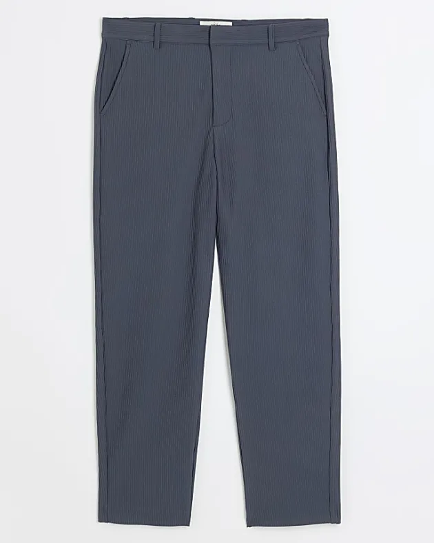 River Island tapered fit plisse smart trousers< Trousers
