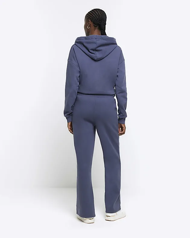 River Island Blue wide leg joggers< Trousers