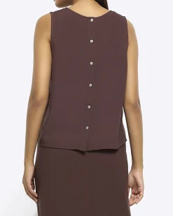 River Island button up sleeveless top with linen< Co-ord Sets