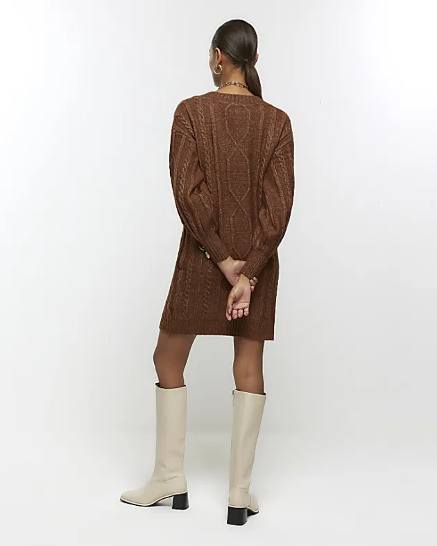 River Island cable knit jumper mini dress< Dresses