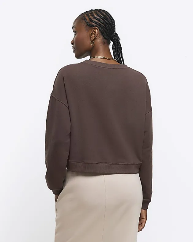 River Island crop plain sweatshirt< Loungewear