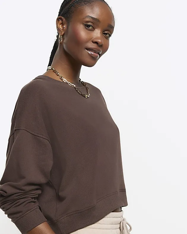 River Island crop plain sweatshirt< Loungewear
