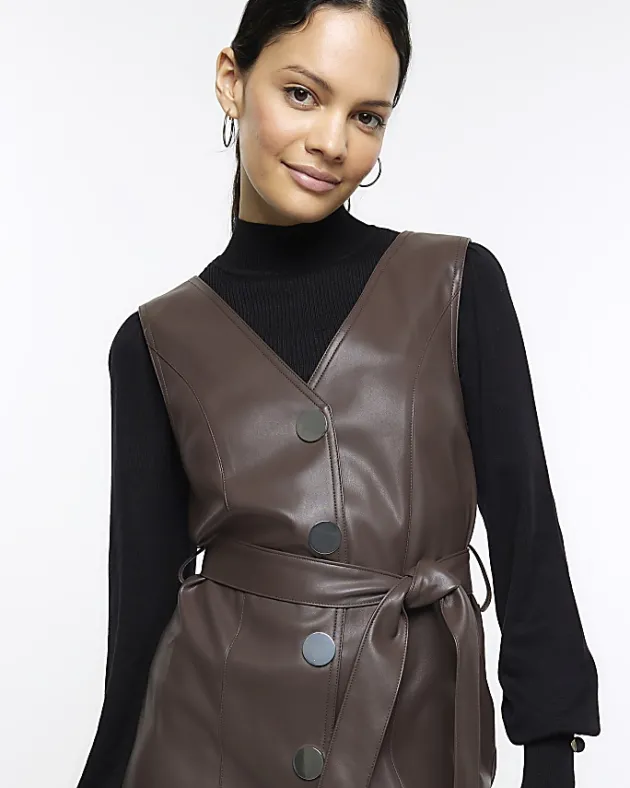 River Island faux leather pinafore mini dress< Dresses