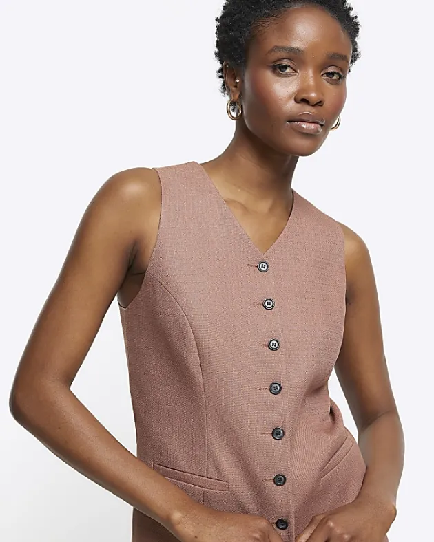 River Island high V-neck waistcoat< Suits & Tailoring