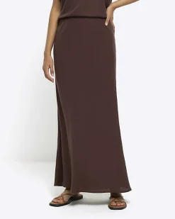River Island maxi bias skirt with linen< Skirts