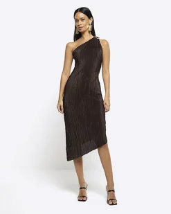 River Island plisse asymmetric bodycon midi dress< Dresses